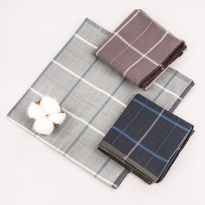 Men's Check Pocket Handkerchiefs 3-Pack Thin Cotton Pocket Squares 16.9 in (43 cm)